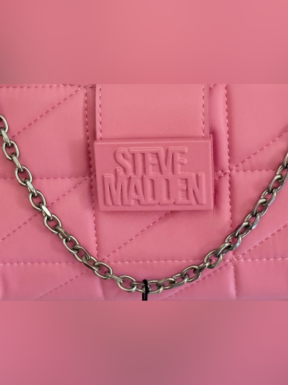 NWT Steve Madden Quilted Bhera Shoulder Bag In Thrift Pink - Picture 2 of 11